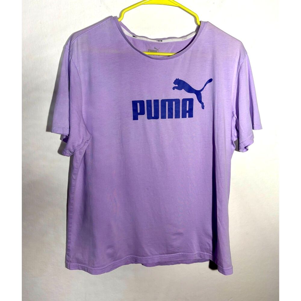 PUMA Women's XL T-Shirt Lavender Purple Blue Logo Short Sleeve Athletic Tee